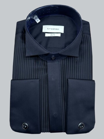 SUIT SARTORIA THIN PLEATED BLACK TUXEDO SHIRT 6025
