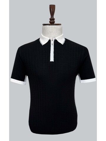 SUIT SARTORIA BLACK SHORT SLEEVE KNITWEAR T-SHIRT 9032