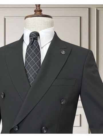 Black Pinstripe Double-Breasted Men’s Suit