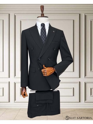 Black Pinstripe Double-Breasted Men’s Suit