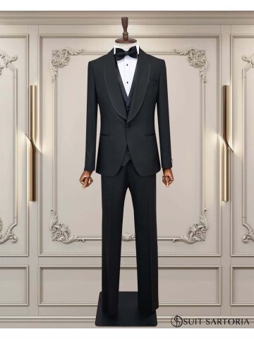 SUIT SARTORIA BLACK SHAWL LAPEL TUXEDO 5645