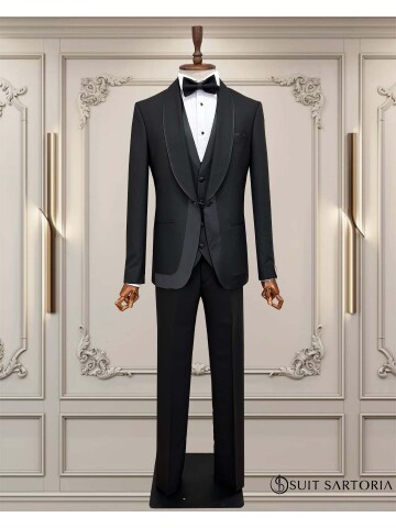 SUIT SARTORIA BLACK SHAWL COLLAR TUXEDO 5706
