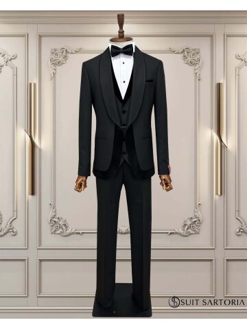 SUIT SARTORIA BLACK SHAWL COLLAR TUXEDO 5706