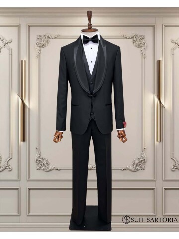 SUIT SARTORIA BLACK SHAWL COLLAR TUXEDO 5707
