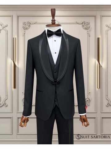 SUIT SARTORIA BLACK SHAWL COLLAR TUXEDO 5707