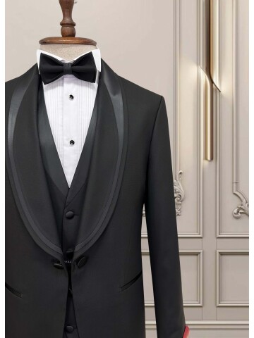 SUIT SARTORIA BLACK SHAWL COLLAR TUXEDO 5707