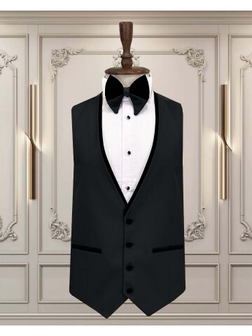 SUIT SARTORIA BLACK SHAWL COLLAR GROOM SUIT 5727