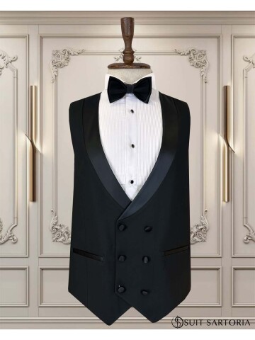 SUIT SARTORIA SİYAH ŞAL YAKA DAMATLIK 5740