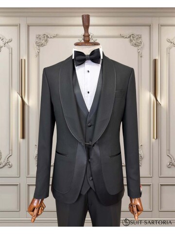 SUIT SARTORIA SİYAH ŞAL YAKA DAMATLIK 5748
