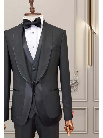 SUIT SARTORIA SİYAH ŞAL YAKA DAMATLIK 5748