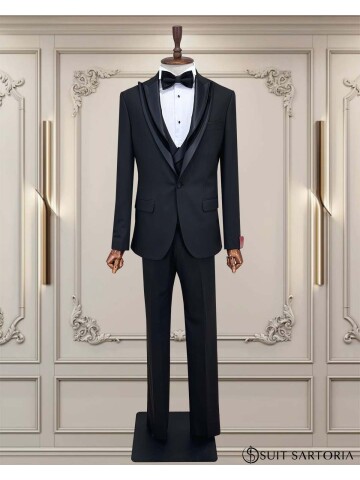 SUIT SARTORIA SİYAH SİVRİ ÇIKMA YAKA DAMATLIK 5062