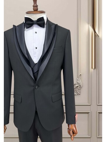 SUIT SARTORIA SİYAH SİVRİ ÇIKMA YAKA DAMATLIK 5062