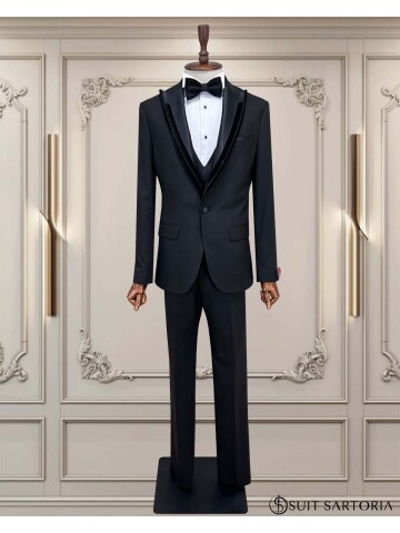 SUIT SARTORIA SİYAH SİVRİ ÇIKMA YAKA DAMATLIK 5062