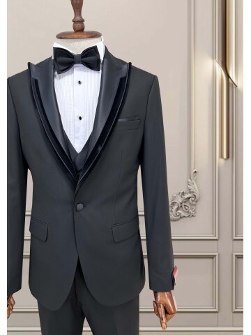 SUIT SARTORIA SİYAH SİVRİ ÇIKMA YAKA DAMATLIK 5062