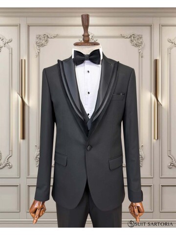 SUIT SARTORIA SİYAH SİVRİ ÇIKMA YAKA DAMATLIK 5065