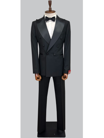 SUIT SARTORIA SİYAH SİVRİ YAKA KRUVAZE DAMATLIK 5702