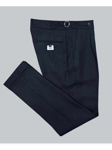 SUIT SARTORIA BLACK SINGLE PLEAT LINEN TROUSERS 1155