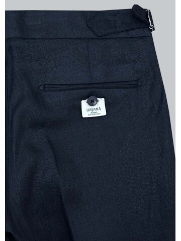 SUIT SARTORIA BLACK SINGLE PLEAT LINEN TROUSERS 1155