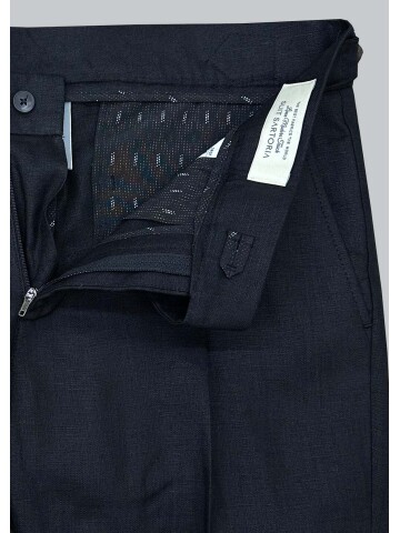 SUIT SARTORIA BLACK SINGLE PLEAT LINEN TROUSERS 1155