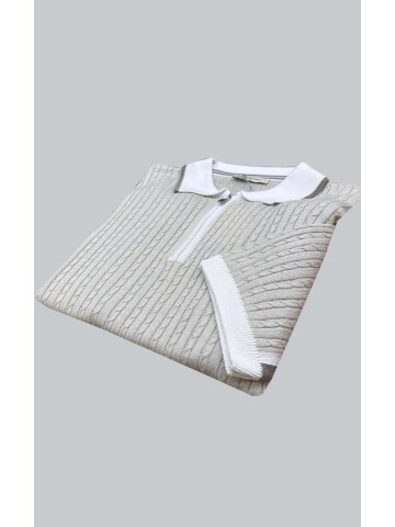 SUIT SARTORIA BEIGE SHORT SLEEVE KNITWEAR T-SHIRT 9032