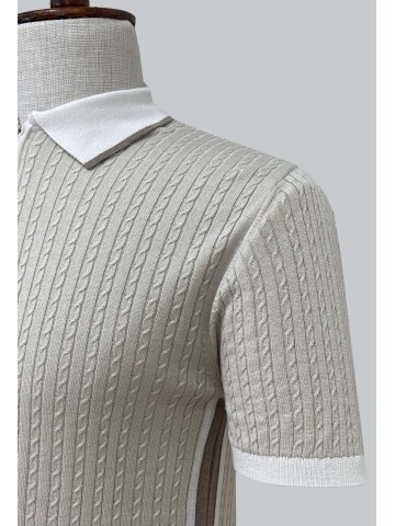 SUIT SARTORIA BEIGE SHORT SLEEVE KNITWEAR T-SHIRT 9032