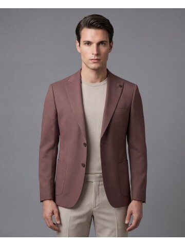 Taupe Peak Lapel Patch Pocket Comfort Fit Blazer