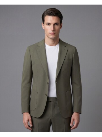 Yeşil Mono Yaka İki Düğmeli Takım Elbise