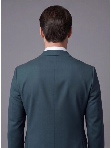 Yeşil Sivri Yaka İki Düğmeli Slim Fit Takım Elbise