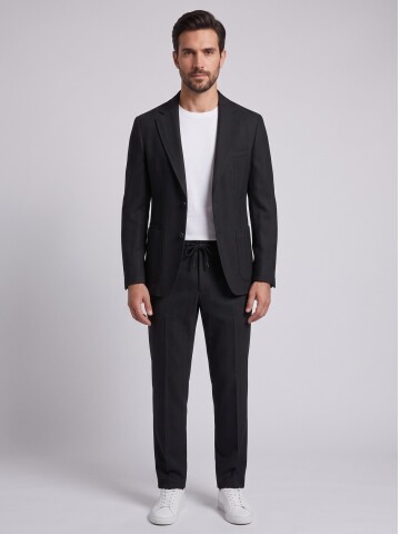 Siyah Smart Casual Ceket Pantolon Erkek Takım