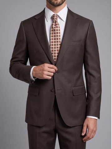 Dark Brown Notch Lapel Comfort Fit Suit