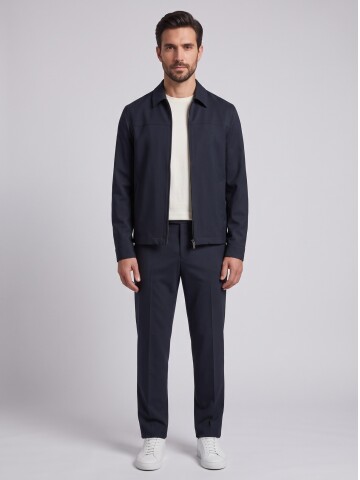 Siyah Fermuarlı Smart Casual Erkek Takım