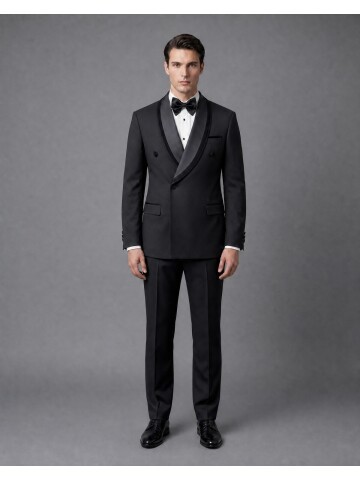 Black Double-Breasted Shawl Collar Tuxedo