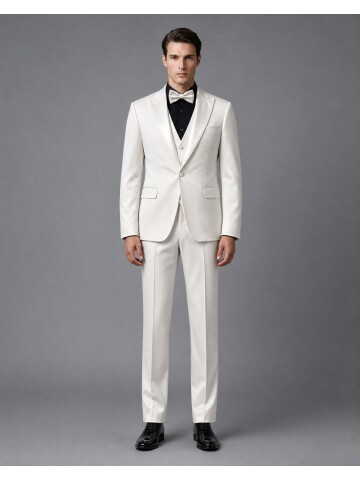 Beige Grooms Suit with Sharp-Pointed Lapels
