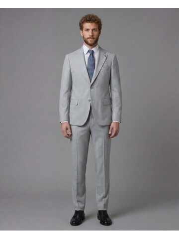 Light Grey Notch Lapel Comfort Fit Suit