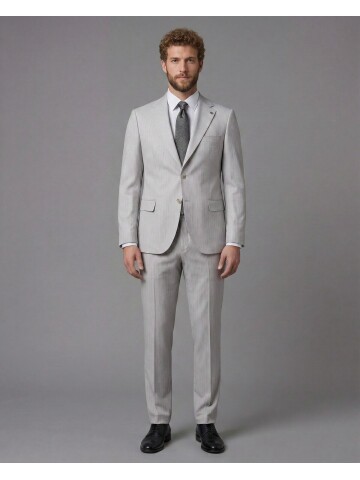 Light Grey Notch Lapel Comfort Fit Suit