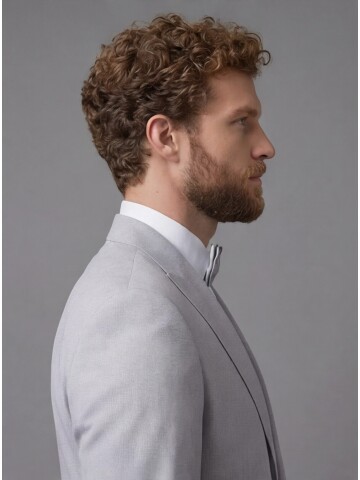 Açık Gri Sivri Yaka Ceket & Lacivert Pantolonlu Kombin Takım Elbise