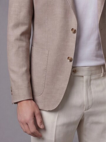 Açık Kahverengi Ceket Bej Pantolon Kombinli Slim Fit Takım Elbise