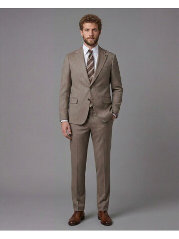 Light Brown Notch Lapel Comfort Fit Suit