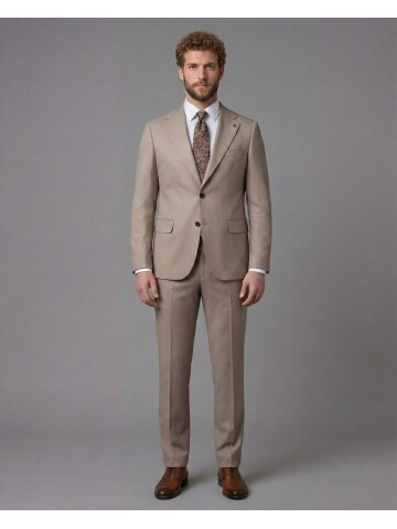 Light Brown Notch Lapel Comfort Fit Suit