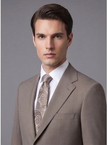 Açık Kahverengi Mono Yaka İki Düğmeli Slim Fit Takım Elbise