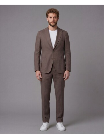 Light Brown Notch Lapel Slim Fit Patch Pocket 2-Button Suit