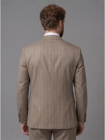 Mink Light Brown Peak Lapel Comfort Fit Fully Lined Suit