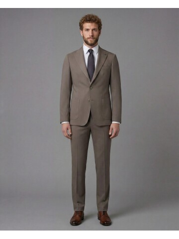 Light Brown Peak Lapel Slim Fit 2-Button Patch Pocket Suit