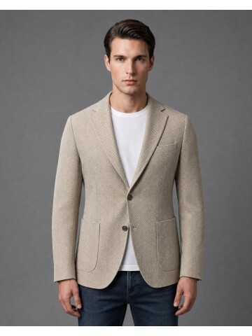 Light Brown Slim Fit Single Breasted Patch Pocket Blazer