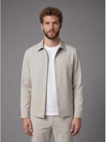 Light Brown Casual Shirt-Collar Comfort Fit Suit