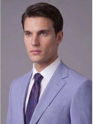 Açık Mavi Mono Yaka İki Düğmeli Slim Fit Takım Elbise