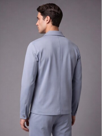 Light Blue Safari Pocket Comfort Fit Zip-Up Sporty Suit