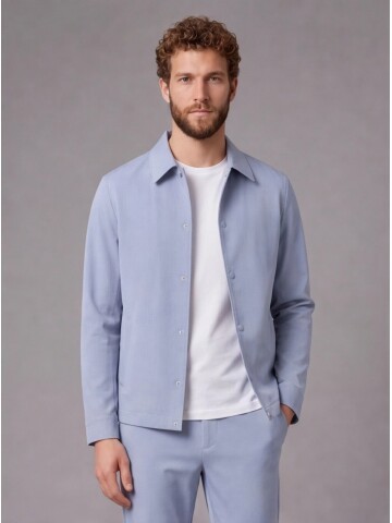 Light Blue Casual Shirt-Collar Comfort Fit Suit