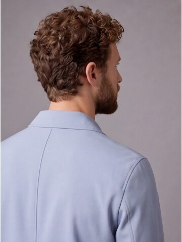 Light Blue Casual Shirt-Collar Comfort Fit Suit