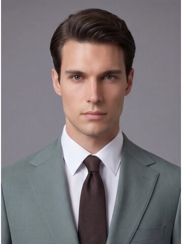 Açık Yeşil Mono Yaka İki Düğmeli Slim Fit Takım Elbise